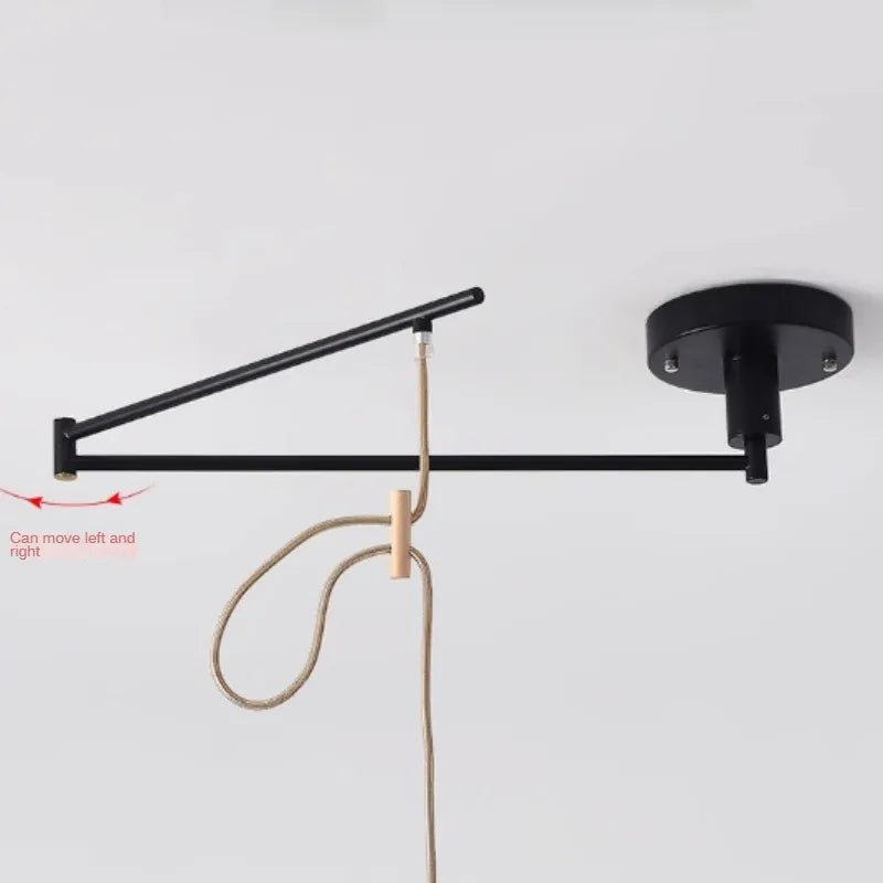 lustre moderne à led créatif avec bras rétractable en bois artistique - vue 5 sur 16