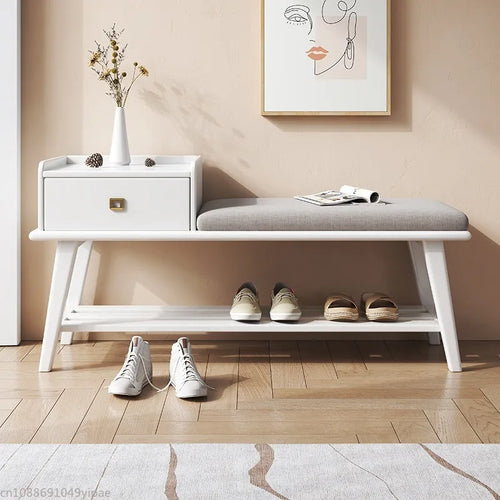 tabouret nordique en bois massif pour rangement et confort - vue 4 sur 9