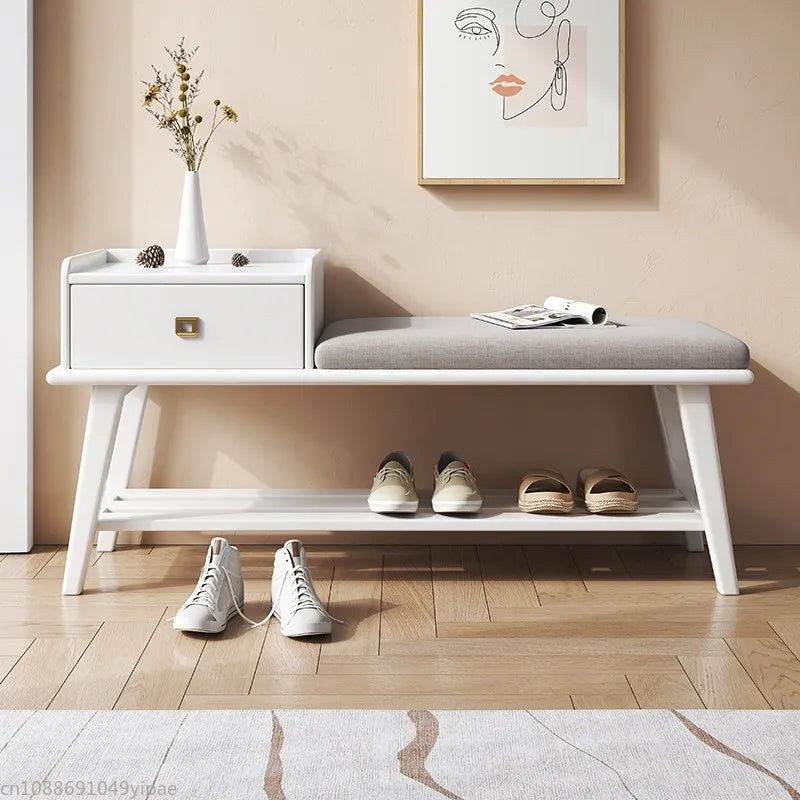 tabouret nordique en bois massif pour rangement et confort - vue 4 sur 9