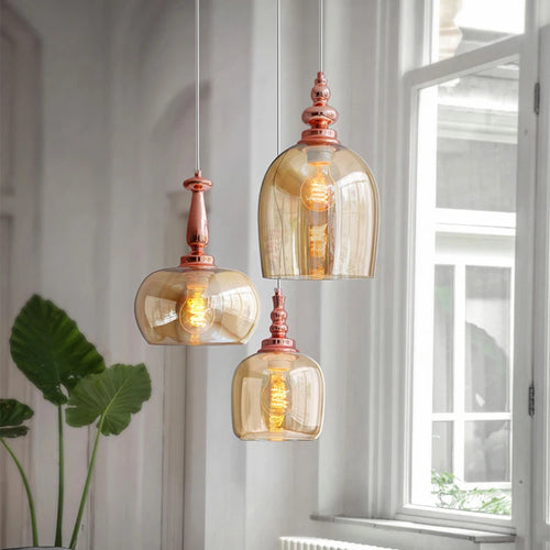 Modern minimalist glass chandelier nordic lighting - vue 2 sur 8