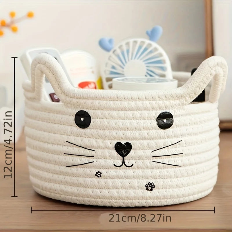 paniers de rangement en coton thème chaton décoratif et pratique - vue 10 sur 11
