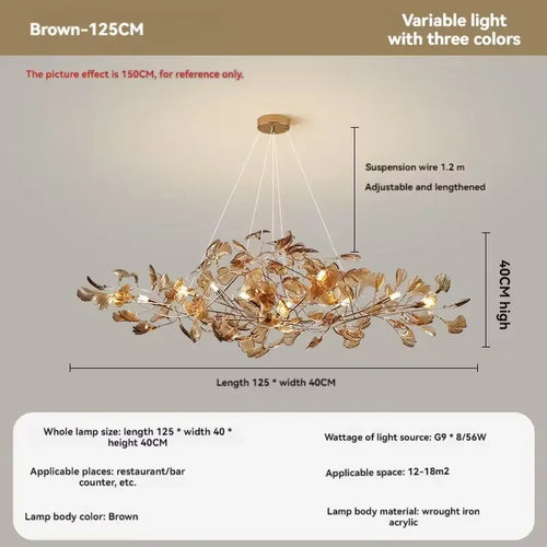 lustre romantique nordique artpad avec feuilles en acrylique pour la maison - vue 14 sur 21