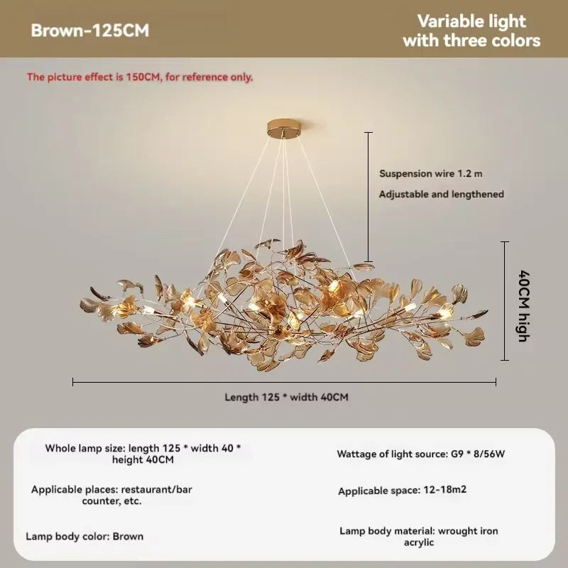 lustre romantique nordique artpad avec feuilles en acrylique pour la maison - vue 13 sur 21