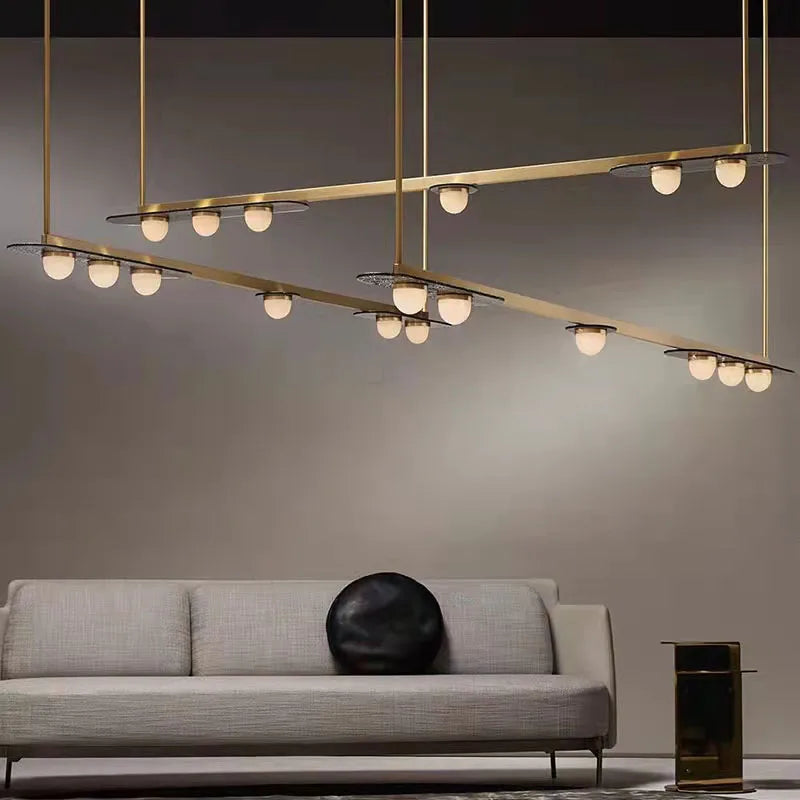 lustre led art déco style 	 en verre suspendu