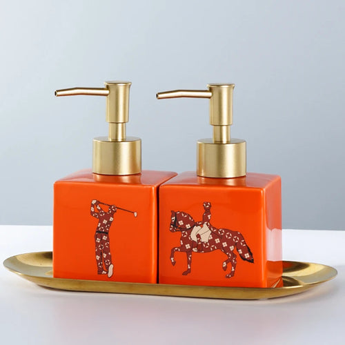 WHYOU Cermic Separate Shampoo Shower Gel Bottle, Liquid Soap Dispensers, Emulsion, Latex Hand Wish Bottles, Bathroom Accessories - vue 18 sur 18