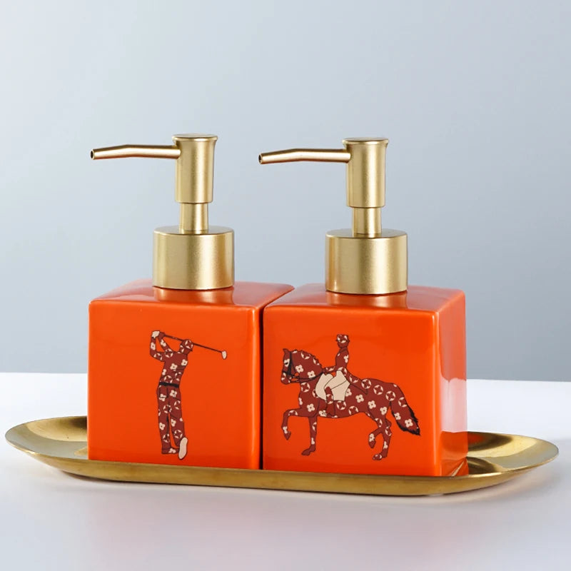 WHYOU Cermic Separate Shampoo Shower Gel Bottle, Liquid Soap Dispensers, Emulsion, Latex Hand Wish Bottles, Bathroom Accessories - vue 17 sur 18