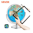VEVOR Educational Globe 10in/254mm Interactive AR World Globe LED Night Lighting, AR APP Compatible with Android or iOS Devices