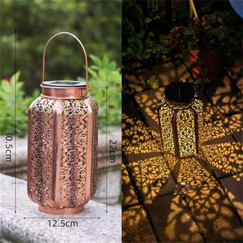 lanterne solaire rétro avec motif creux pour extérieur et décoration - vue 4 sur 6