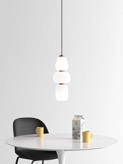 lustre led en verre design minimaliste japonais créatif et artistique - vue 4 sur 12