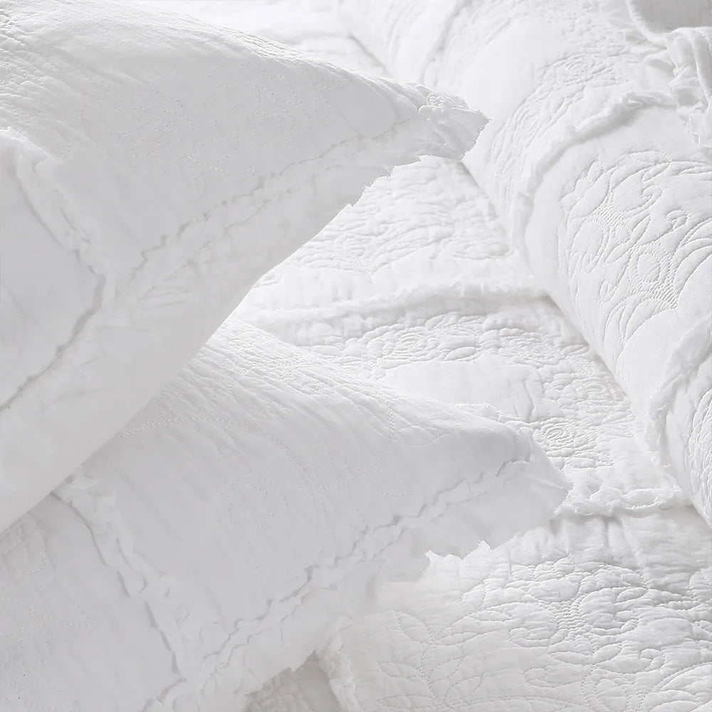 White Rose Plaid Cotton Bedspread, Quilted Duvet Blanket, American Coverlet, Cubrecam Bed Cover, Bedding Sets, Patchwork - vue 4 sur 6