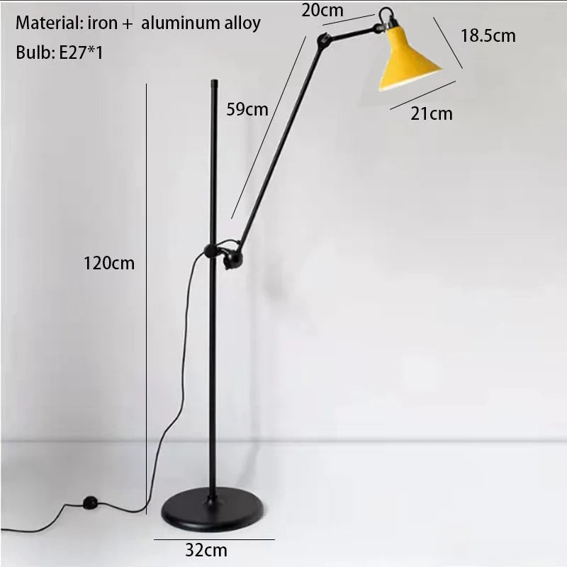 Adjustable vintage rotating floor lamp for decorative indoor lighting