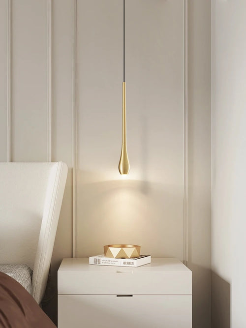 suspension moderne en forme de goutte d'eau en cuivre décoratif - vue 2 sur 10
