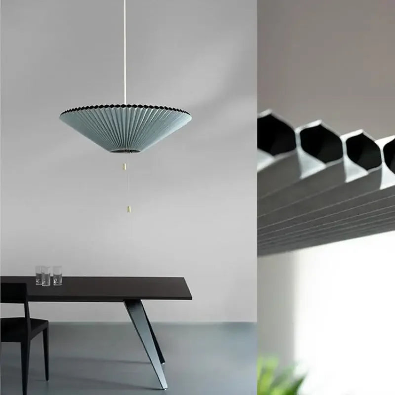 lustre moderne design parapluie en tissu plissé déformé led - vue 6 sur 9