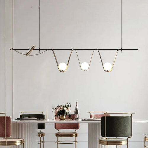 Decorative minimalistic gold LED pendant light - vue 6 sur 9