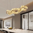 Lustre design cristal doré moderne pour salle à manger éclairage intérieur