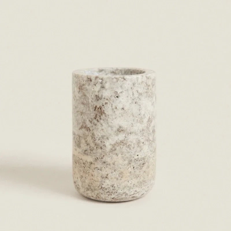 ensemble d'accessoires en travertin wabi-sabi pour salle de bain - vue 5 sur 6