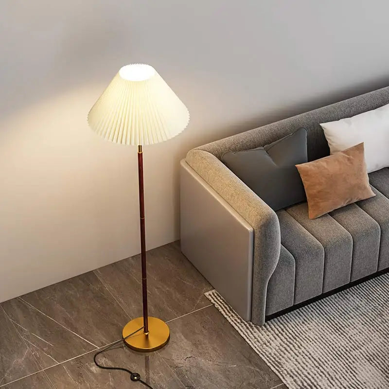 lampadaire nordique à led design abat-jour en tissu décoration intérieure - vue 4 sur 8