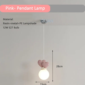 Princess heart-shaped pendant light for children