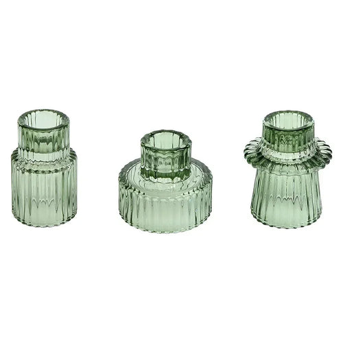 3PCS Set Glass Candlestick,Stick Candle Holder,Transparent Pink Green Amber Color,Wedding Romantic Table Candle Stand,Home Decor - vue 9 sur 8