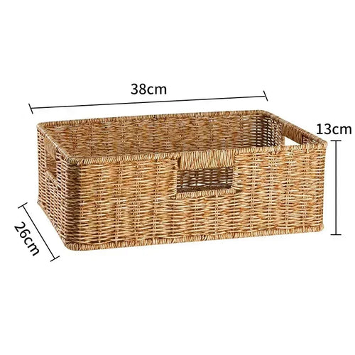 Strong Rectangle Woven Storage Basket with Handles, Waterproof Plastic Baskets for Home Toy Storage, Nest - vue 15 sur 15