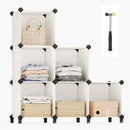 SONGMICS 6 Cube Storage Unit, Modular Plastic Cube Storage Organizer with Feet, Shoe Rack, Each Cube 30 x 30 x 30 cm