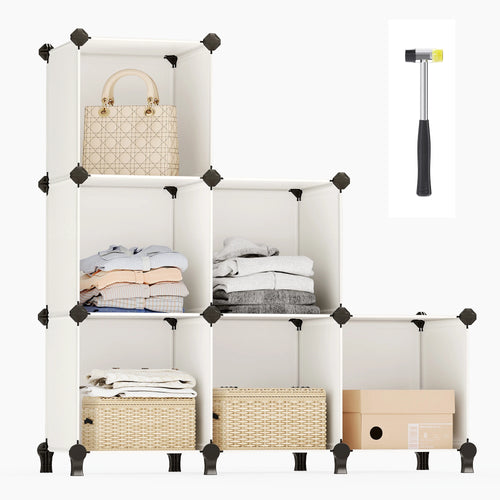 SONGMICS 6 Cube Storage Unit, Modular Plastic Cube Storage Organizer with Feet, Shoe Rack, Each Cube 30 x 30 x 30 cm - vue 3 sur 7