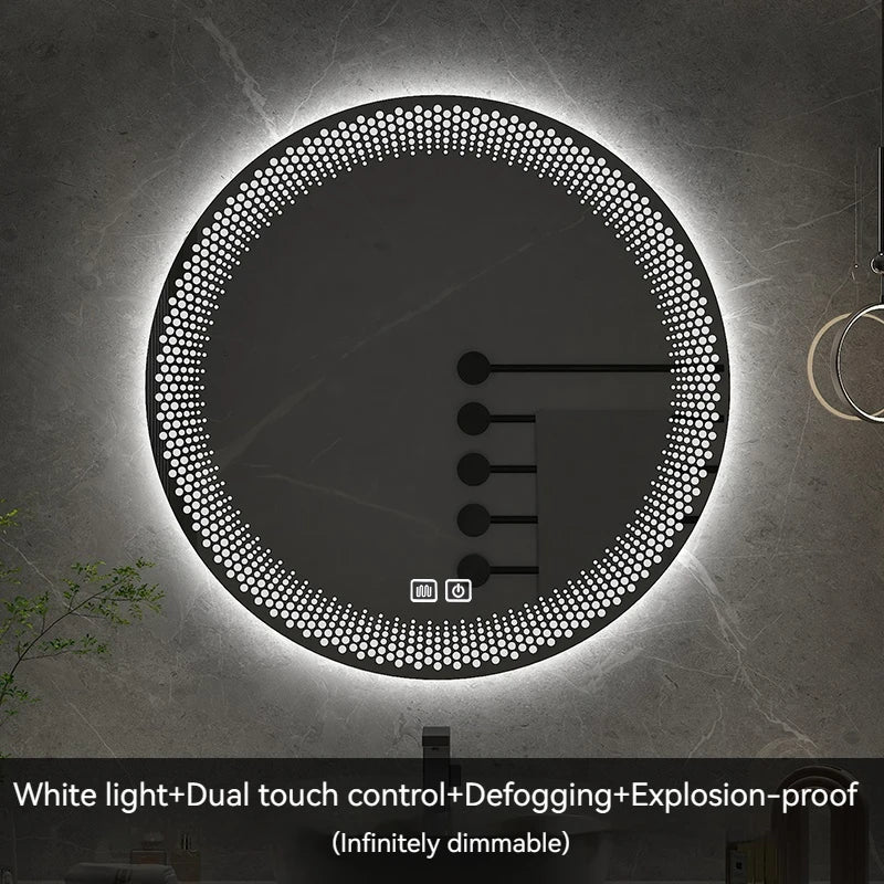 miroir rond à led avec rétroéclairage réglable et antibuée intelligent - vue 15 sur 25