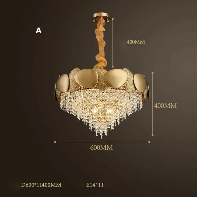 lustre moderne en cristal pampilles et acier inoxydable
