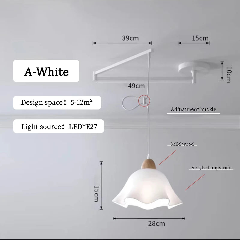 Lustres à bascule de Table à manger modernes LED peuvent être déplacés lampes à long poteau nordique Simple télescopique pliant lustre à bras Long
