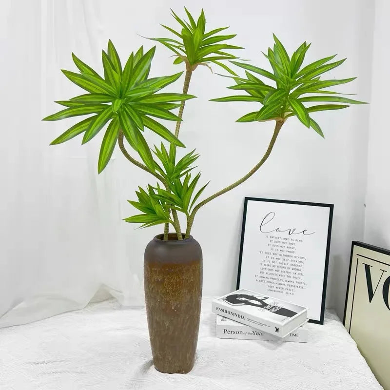 plante tropicale en pot avec palmier et bambou décoratif - vue 5 sur 18