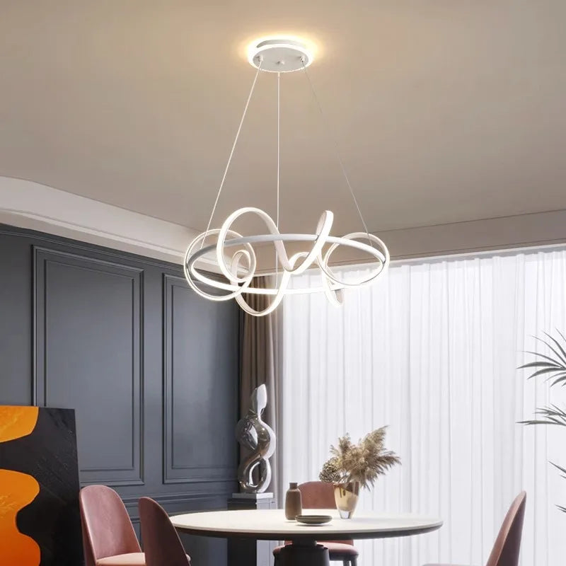 lustre nordique pour éclairage intérieur lampes suspendues - vue 6 sur 8