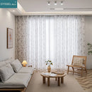 Voilage texture lin motif feuilles erable style champetre