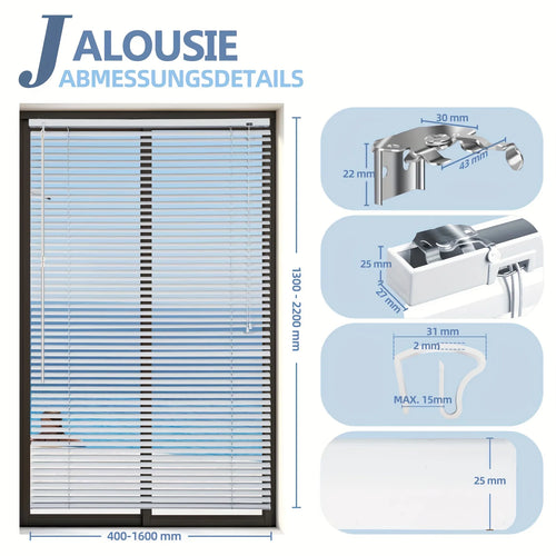 Store vénitien aluminium sans perçage occultant pour fenêtre - vue 4 sur 9