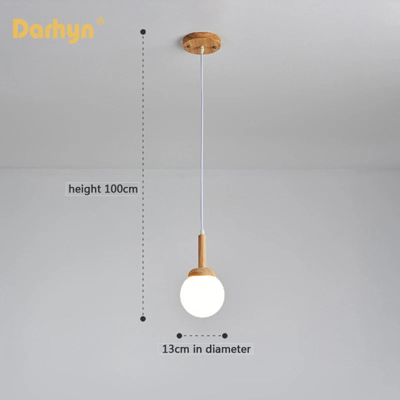 Suspension en bois et verre au design nordique - vue 5 sur 9