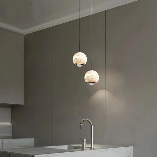 suspension nordique en marbre led pour île cuisine
