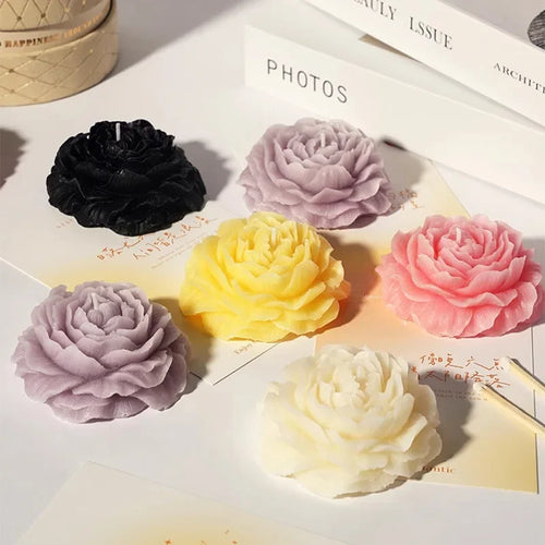 bougie parfumée fleur de pivoine en cire de soja décorative
