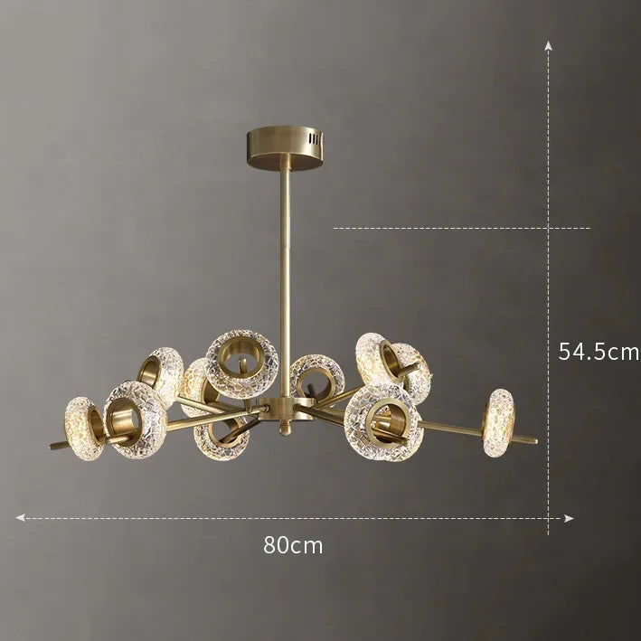 Nordic cracked glass chandelier with modern minimalist LED