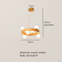 Lustre design Nordic rond en bois anneau