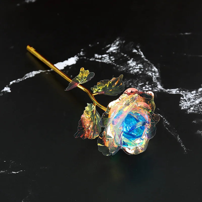 fleur de rose artificielle en métal doré décorative à offrir - vue 9 sur 19
