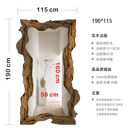 miroir moderne de luxe sur pied en bois décoratif pour la maison