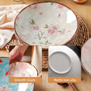 Assiettes plates profondes céramique style japonais floral 18cm
