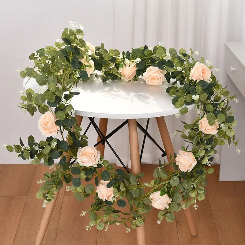 plantes artificielles décoratives roses vignes et eucalyptus - vue 2 sur 10