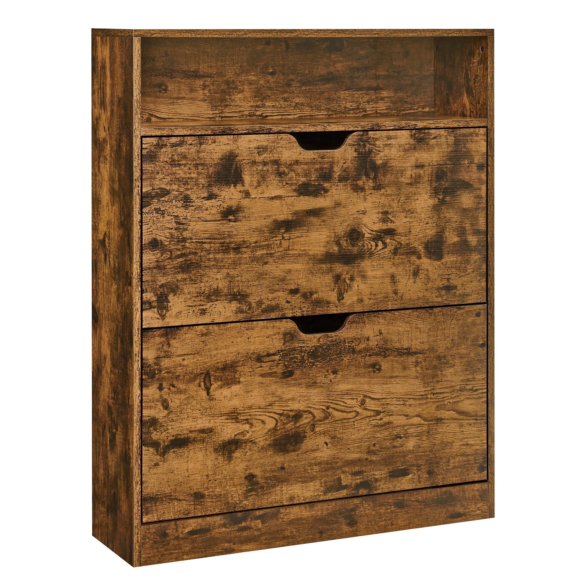 VASAGLE Shoe Cabinet 2 Flip Doors, 3 Tier Shoe Rack, with 1 Open Compartment, Adjustable and Removable Divider, for 11-16 Pairs - vue 8 sur 8