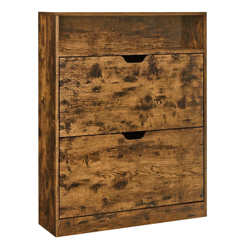 VASAGLE Shoe Cabinet 2 Flip Doors, 3 Tier Shoe Rack, with 1 Open Compartment, Adjustable and Removable Divider, for 11-16 Pairs - vue 9 sur 8