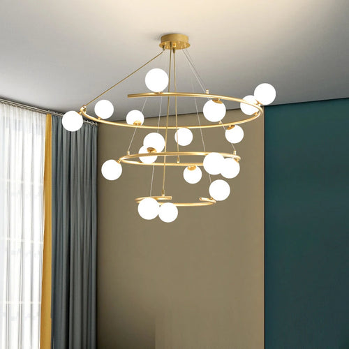 lustre créatif en fer et verre tendance pour décoration intérieure - vue 6 sur 16