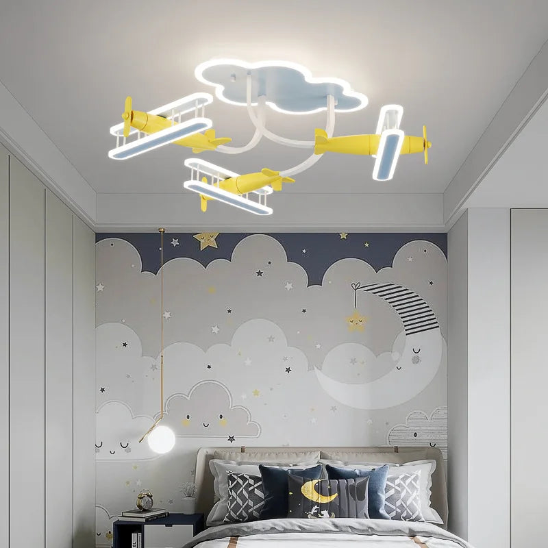 plafonnier avion en bois pour chambre d'enfant moderne et chaleureux - vue 4 sur 8