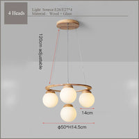 suspension en bois avec boule de verre design moderne
