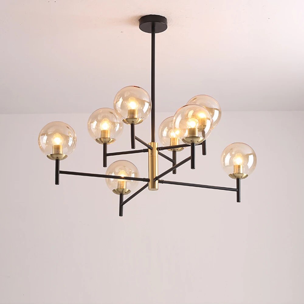 Lustre noir moderne éclairage LED décoration maison suspension - vue 2 sur 13