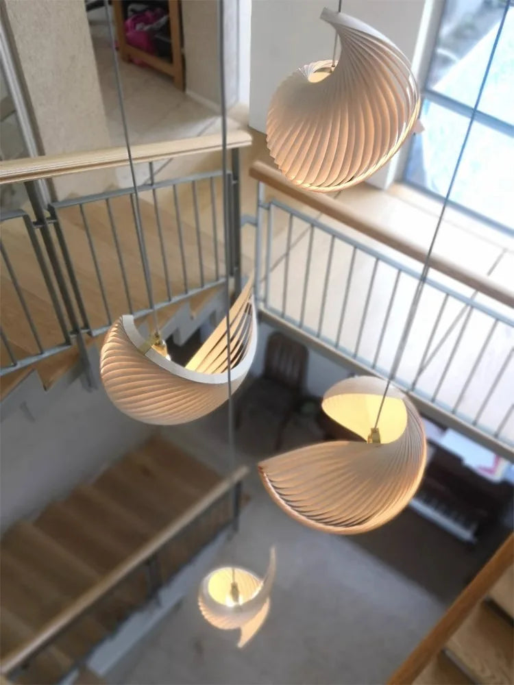 lustre nordique wabi sabi en bois design rétro décoratif - vue 5 sur 10