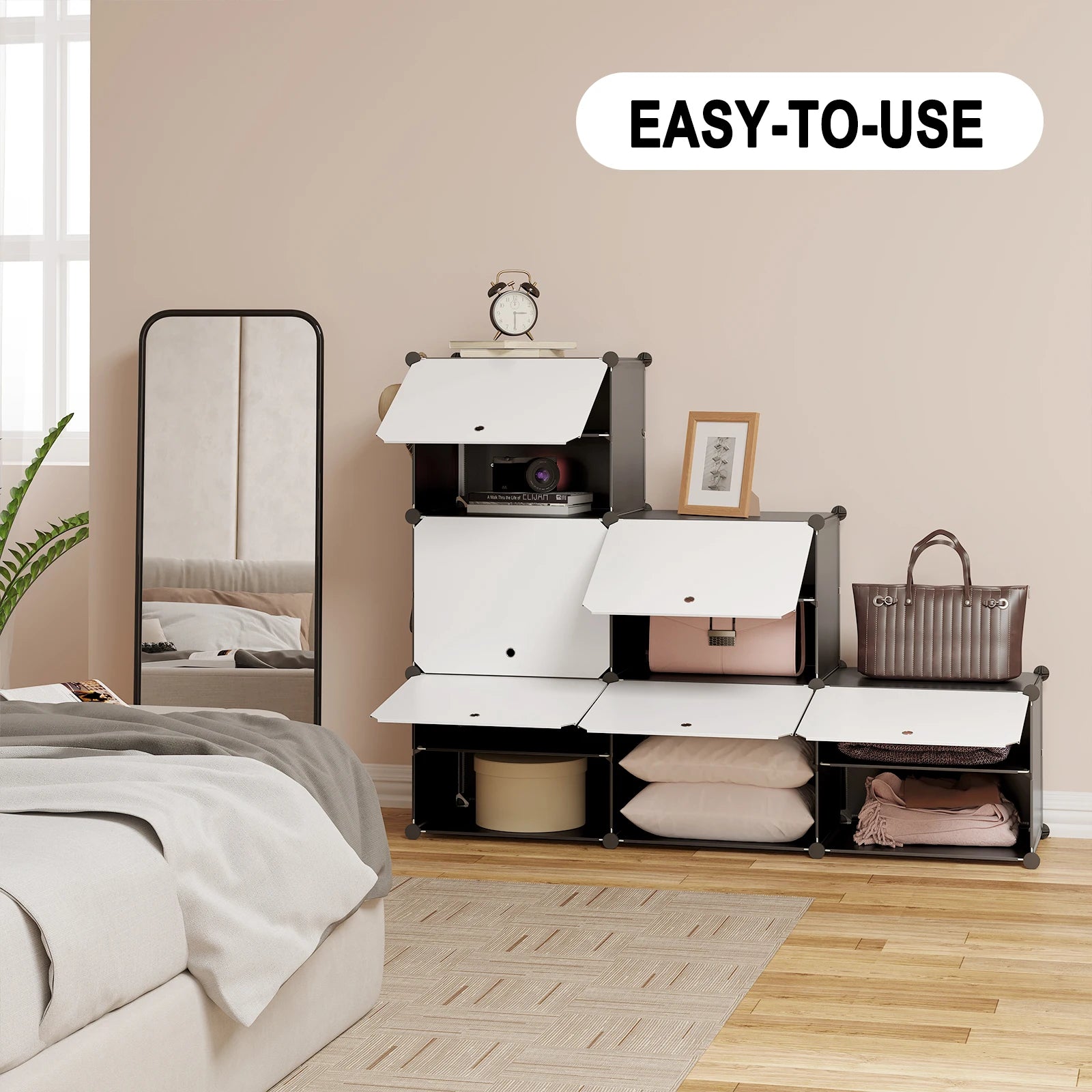 boîte de rangement à chaussures avec 6 compartiments modulaires en plastique - vue 5 sur 6